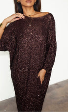 Buy Never Fully Dresses - Chocolate Sequin Jem Dress by Never Fully Dressed - at Hamish & Grace