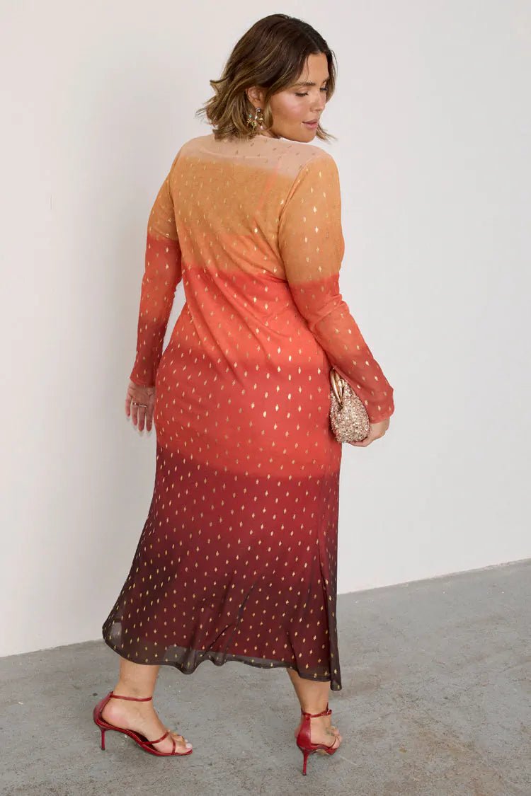 Buy Never Fully Dresses - Orange Sunset Mesh Dress by Never Fully Dressed - at Hamish & Grace