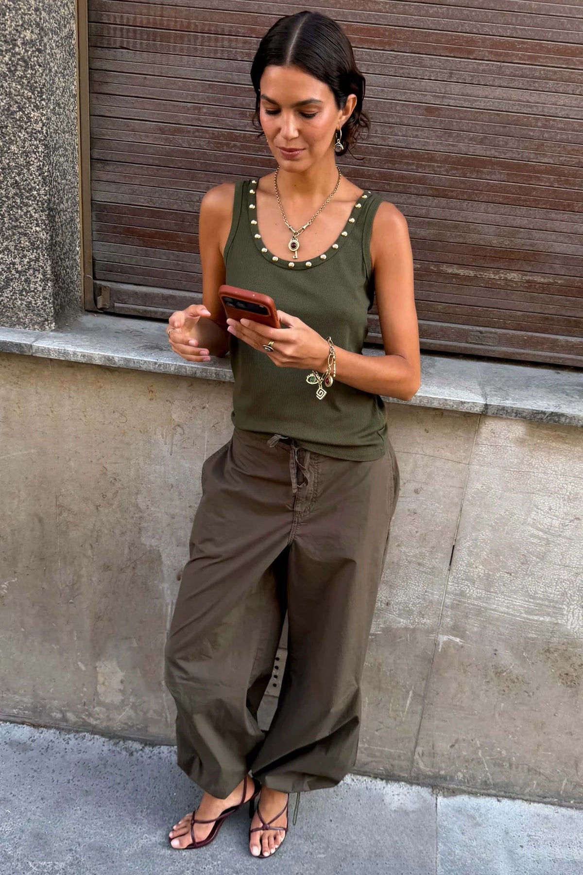 Buy NFD - Khaki Studded Tank by Never Fully Dressed - at Hamish + Grace