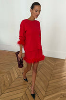 Buy NFD - NFD Red Feather Mini Skirt by Never Fully Dressed - at Hamish + Grace