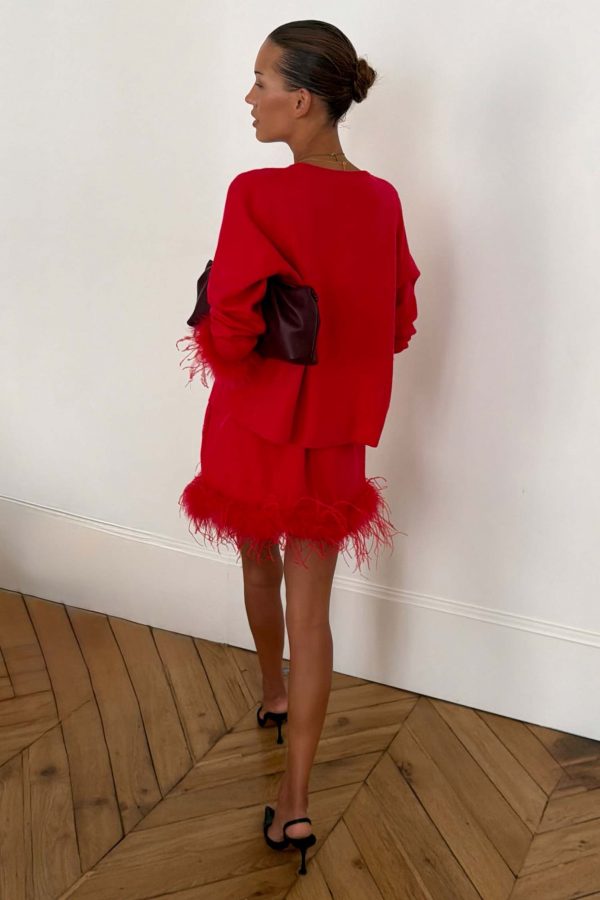 Buy NFD - NFD Red Feather Mini Skirt by Never Fully Dressed - at Hamish + Grace