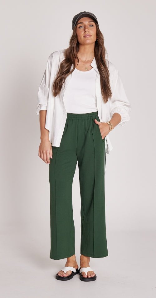 Buy Noah Cropped Wide Pant - Green by Feather & Noise - at Hamish & Grace