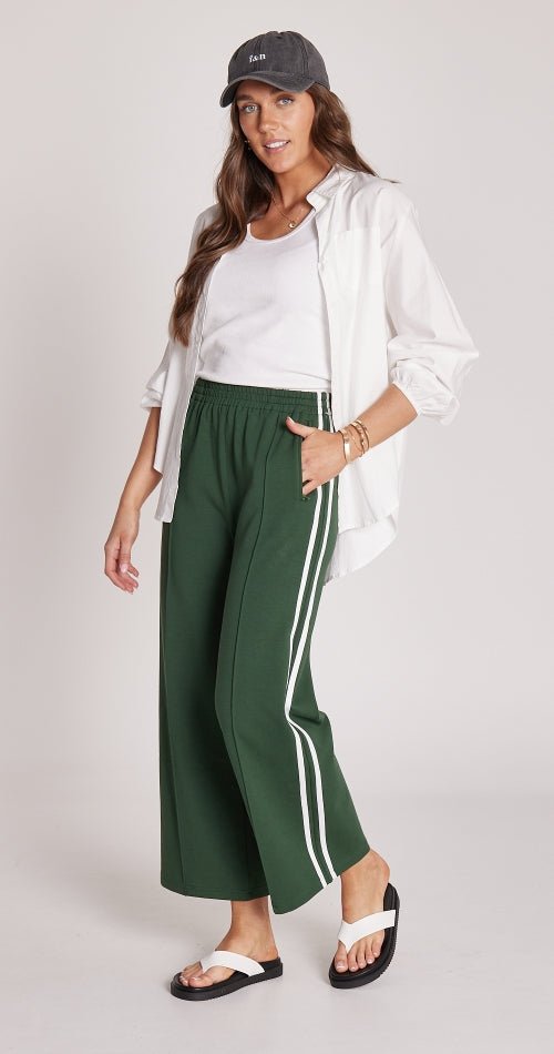 Buy Noah Cropped Wide Pant - Green by Feather & Noise - at Hamish & Grace