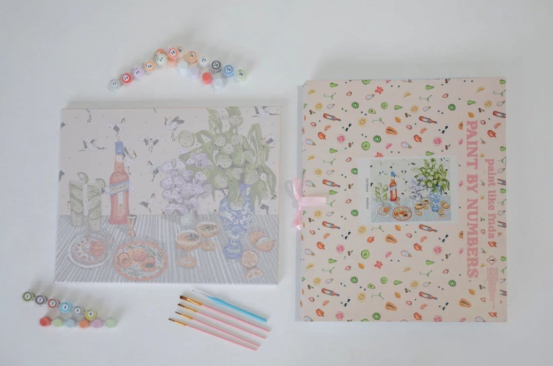 Paint By Frida Homewares Paint like Frida - Strawberry Milk Large Framed Canvas