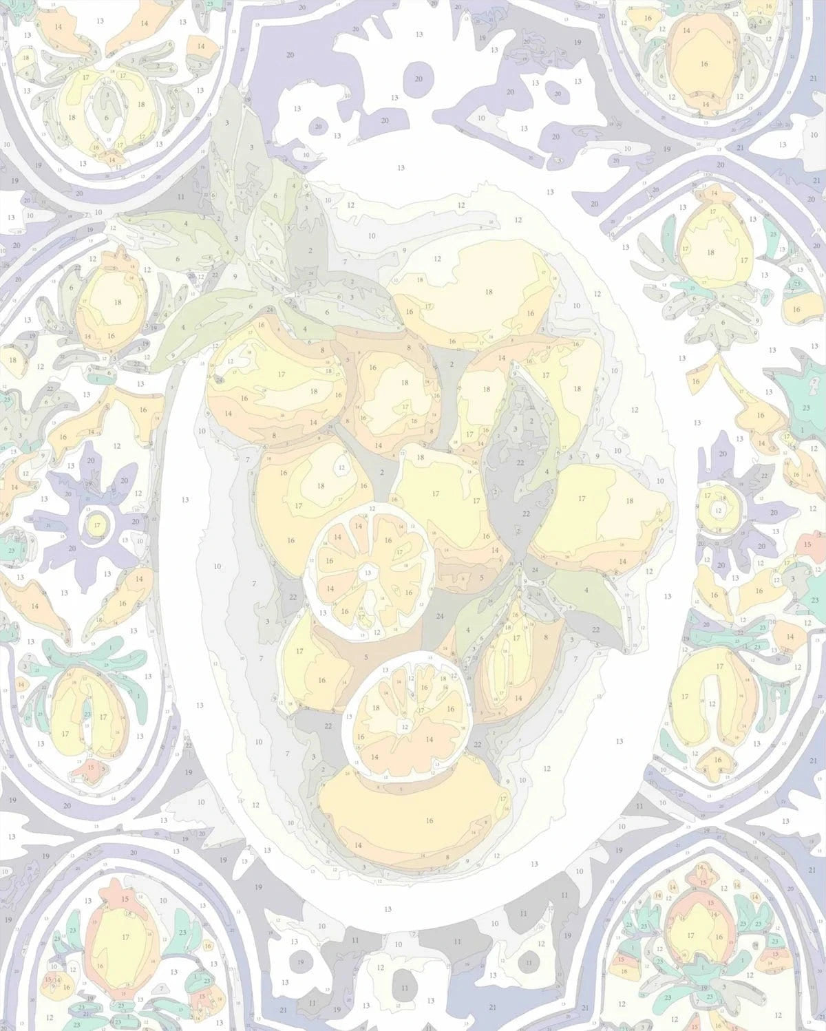 Paint Like Frida Homeware Paint by Numbers Kit - Amalfi Lemons (Rolled)