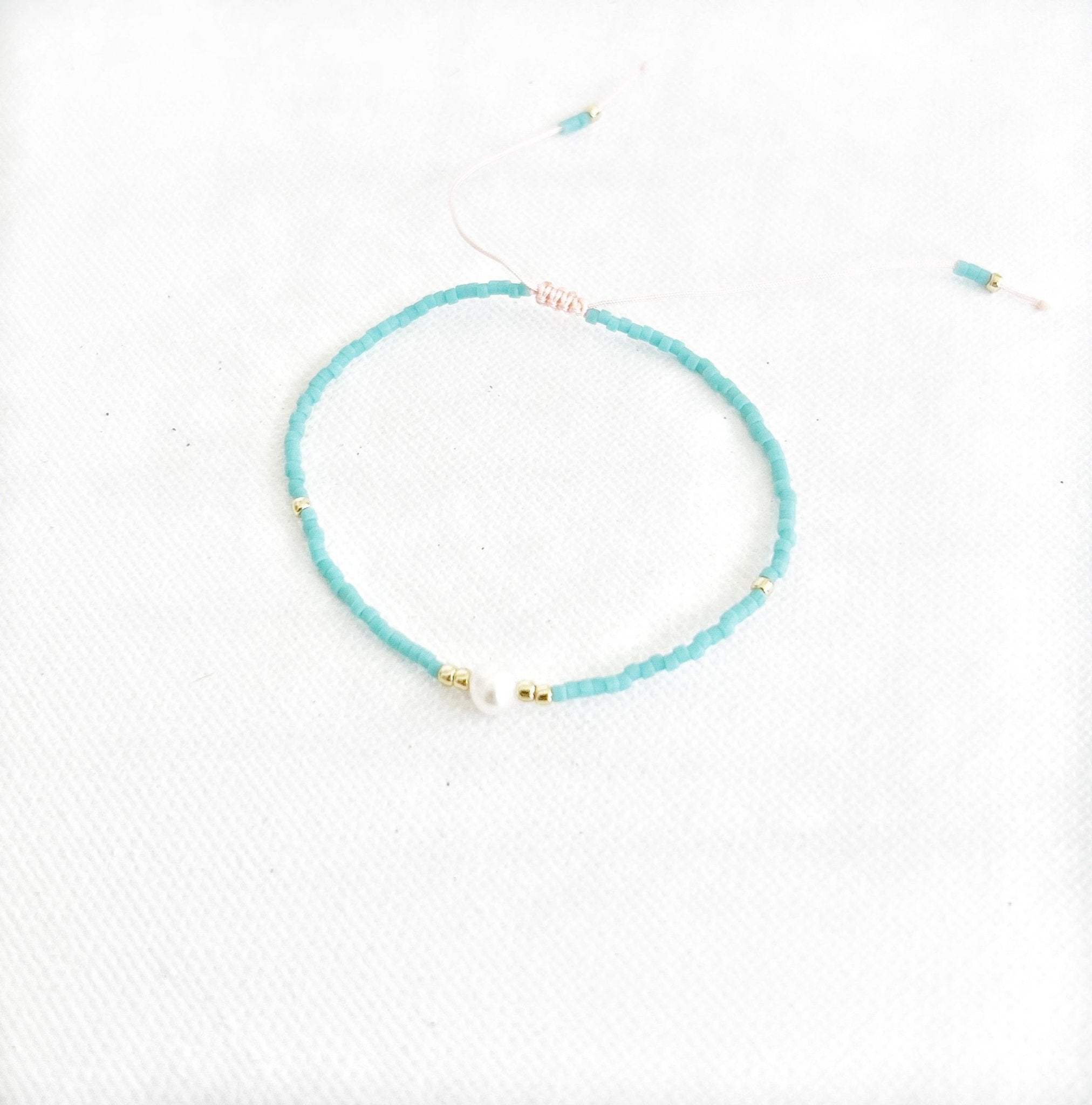 Buy Palma Australia - Beaded Turquoise and Pearl Adjustable Bracelet by Palma Australia - at Hamish & Grace