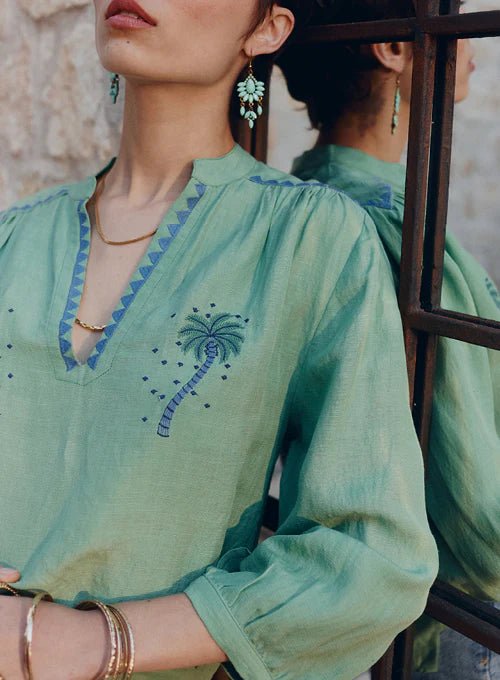 Buy PALMIER BLOUSE - MINT by Marie Louise de Monterrey - at Hamish & Grace