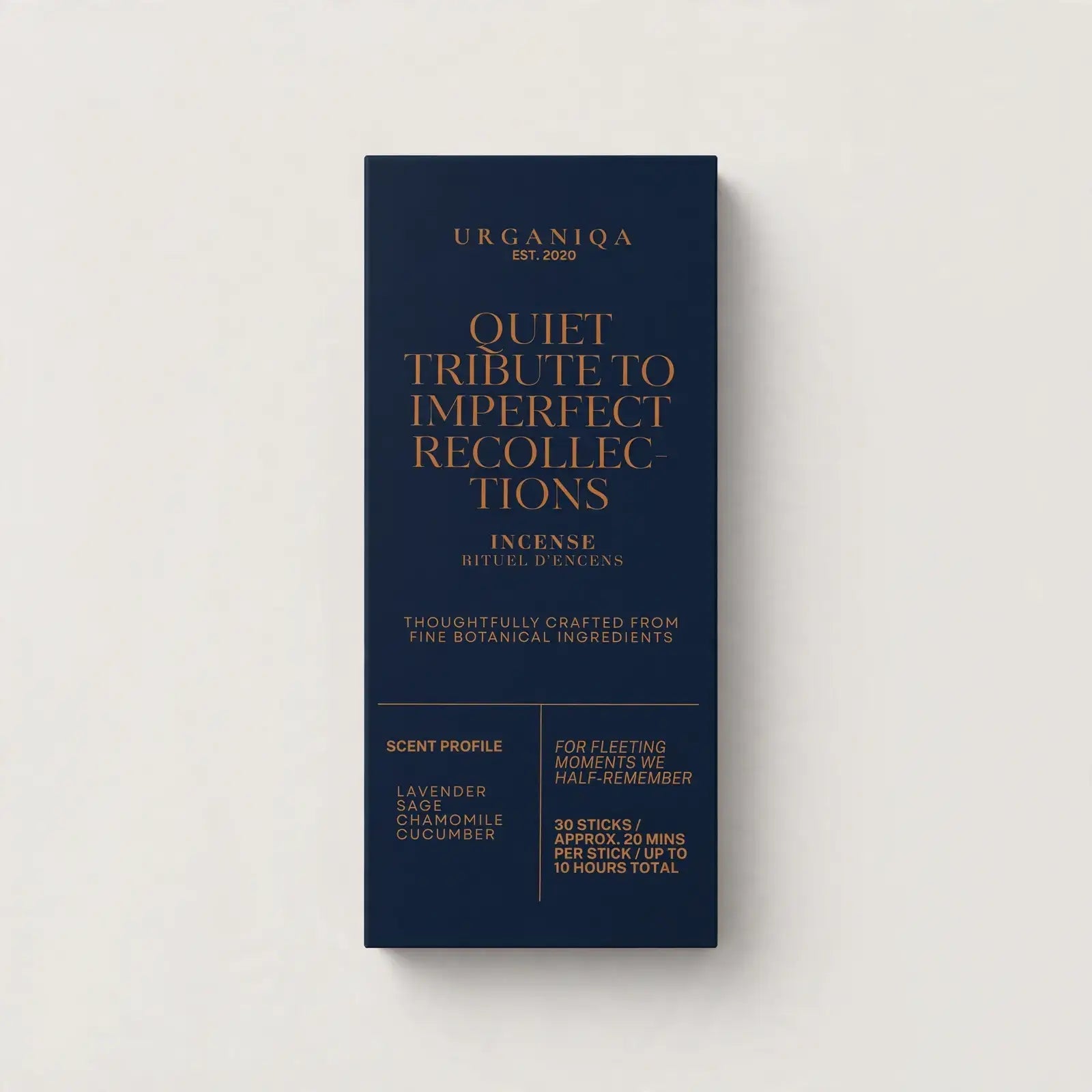 Buy Quiet Tribute to Imperfect Recollections Incense Sticks: Coloured box by Urganiqa - at Hamish + Grace