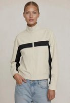 Buy Racer Stripe Zip Front Fully Lined Spray Jacket - Latte/Black by Smaibulin - at Hamish + Grace