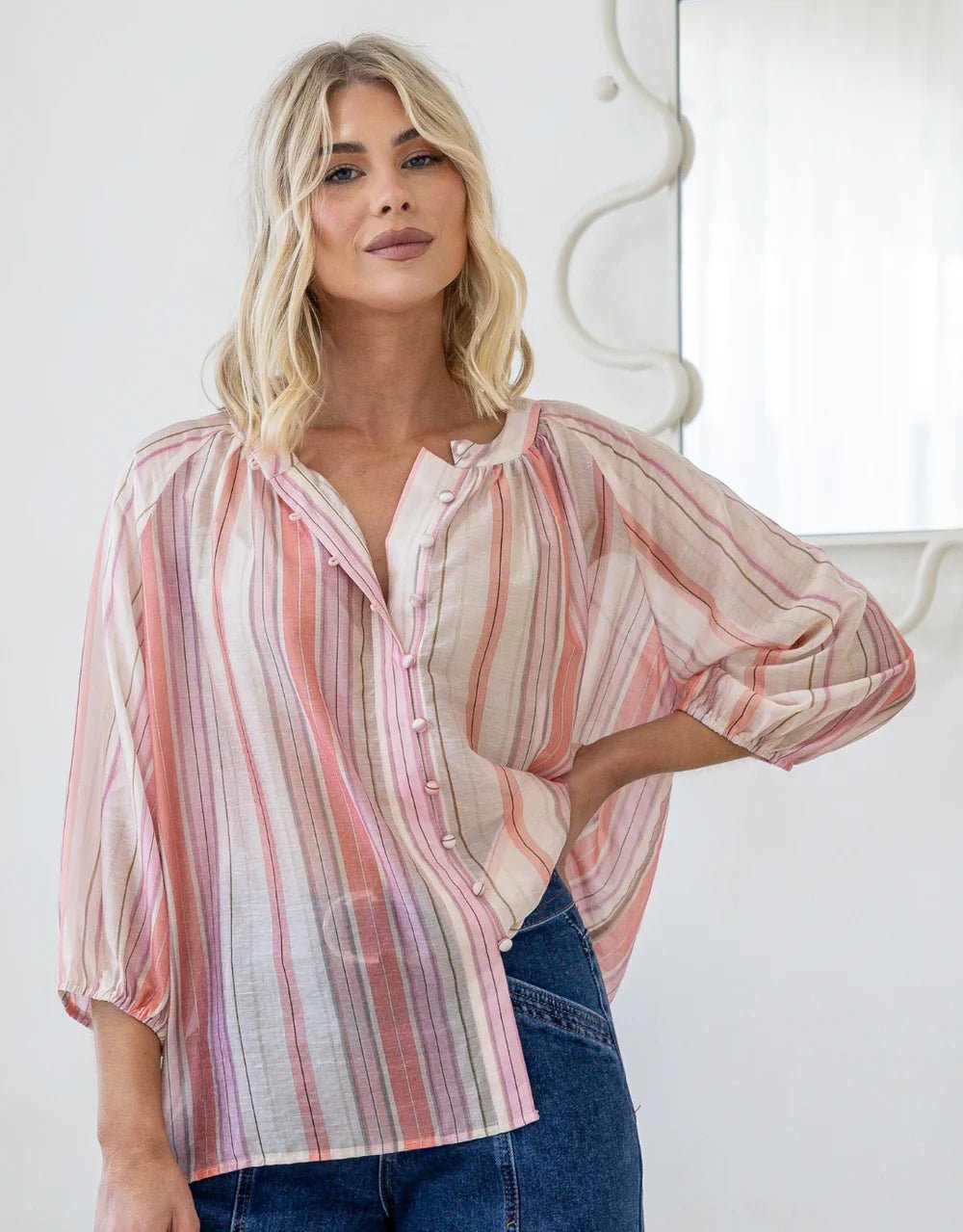 Buy Saint Germaine - Malta Blouse - Sunset Stripe by saint germaine - at Hamish + Grace