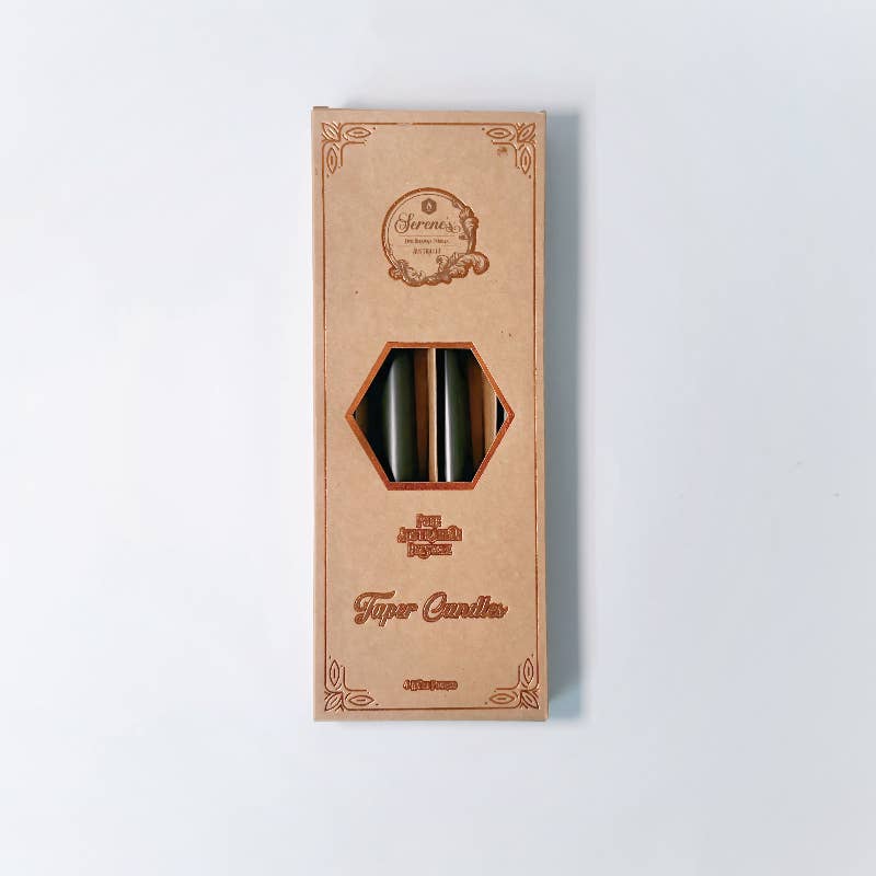 Serenes Beeswax Chandlery Homeware Coloured Beeswax Taper Candle | Stately | Olive Leaf