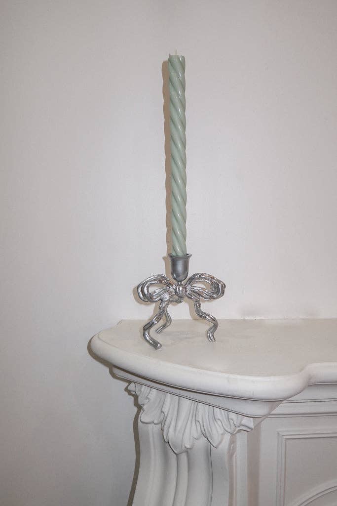 Buy Silver Coated Brass Bow Candle Holder by Love Ally - at Hamish + Grace