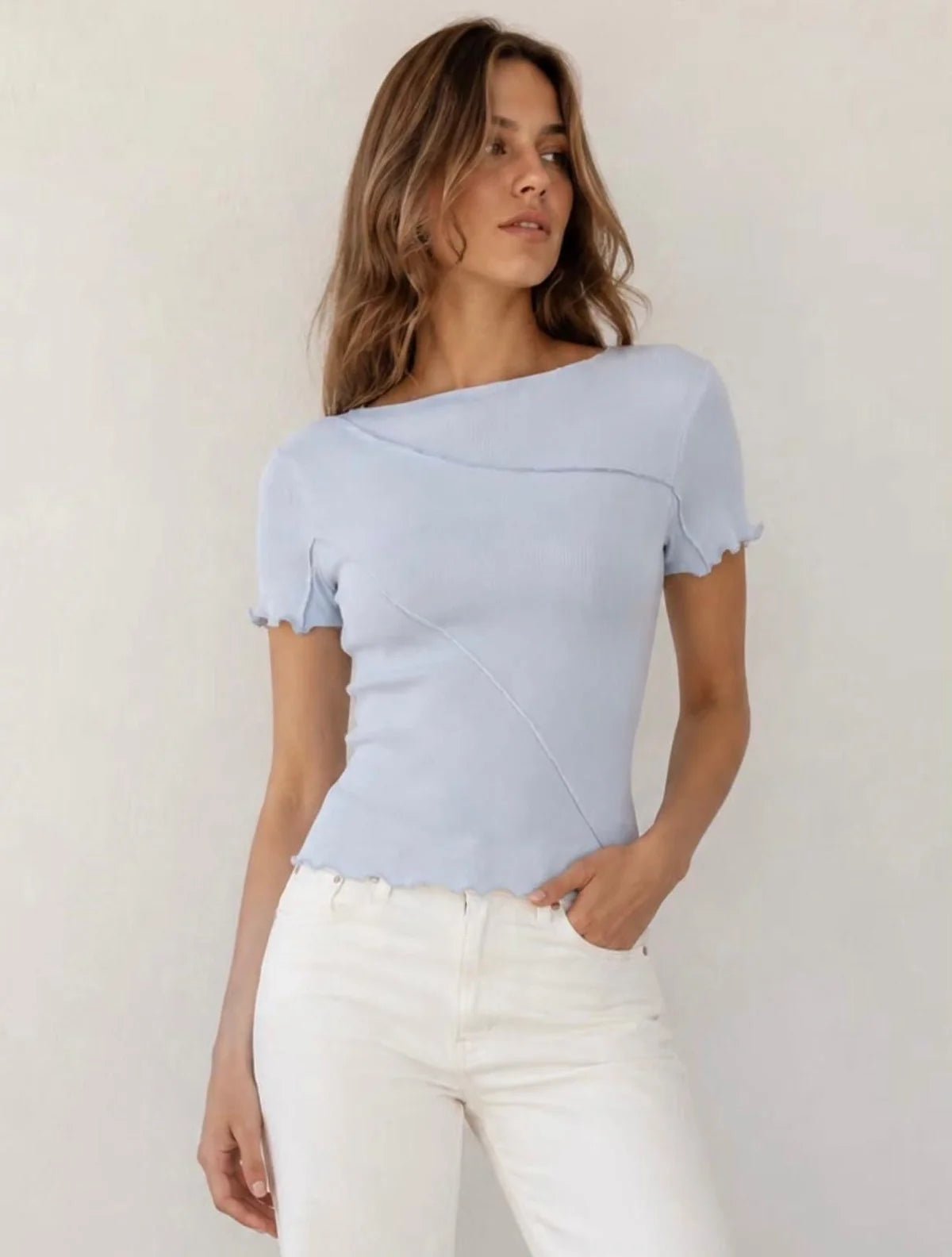 Buy Sita Short Sleeve Tee - Soft Blue by Paper Heart - at Hamish + Grace