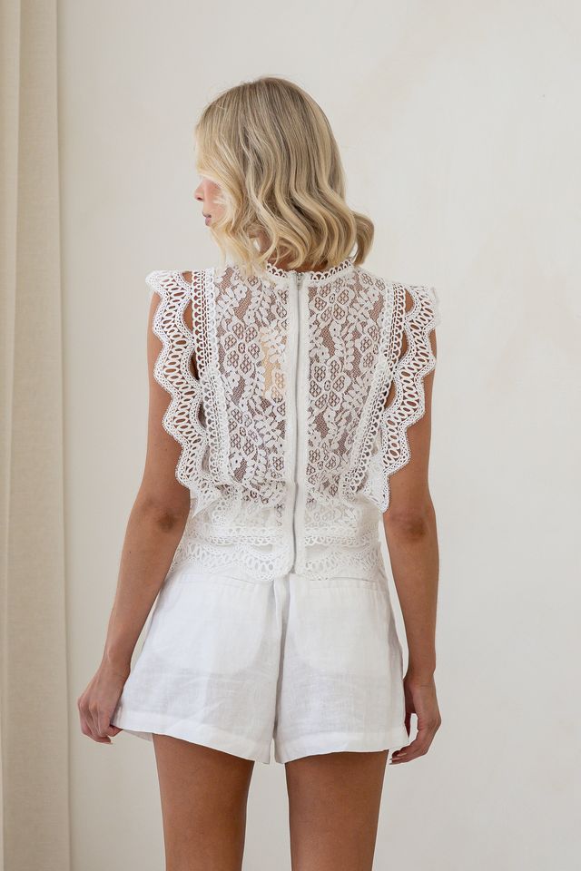 Buy Sleeveless Lace Top - White by Smaibulin - at Hamish + Grace