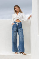 Buy Smaibulin - Drawstring Cargo Pocket Denim Jean by Smaibulin - at Hamish + Grace