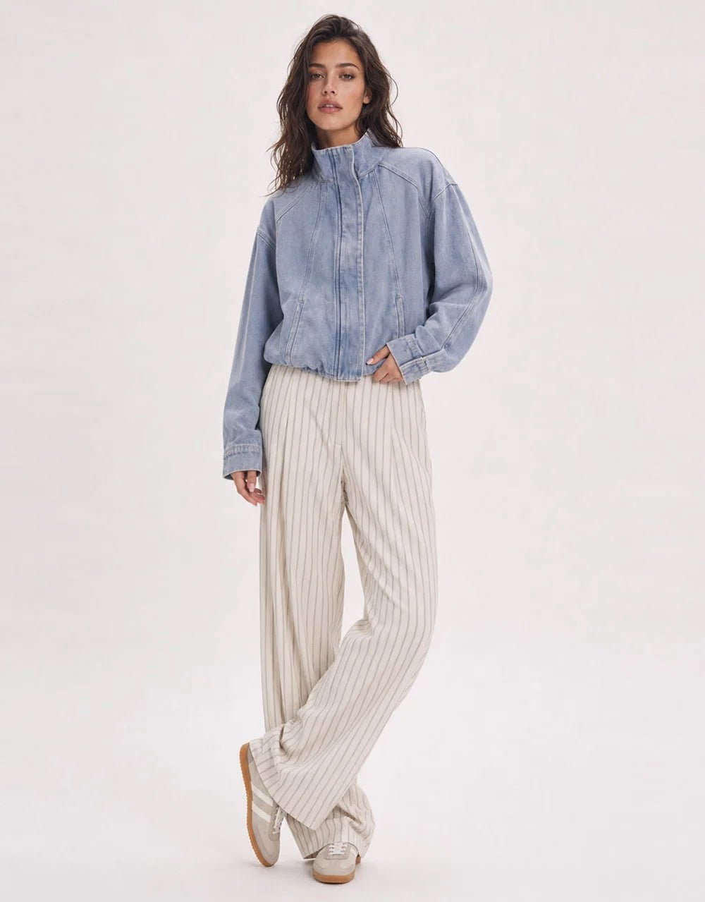 Buy Snaibulin - Denim Bomber Jacket - Light Wash Denim by Smaibulin - at Hamish + Grace