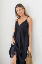 Buy St Germain - Lace Trim Cotton Adjustable Strap Dress - Black by St Germain - at Hamish + Grace