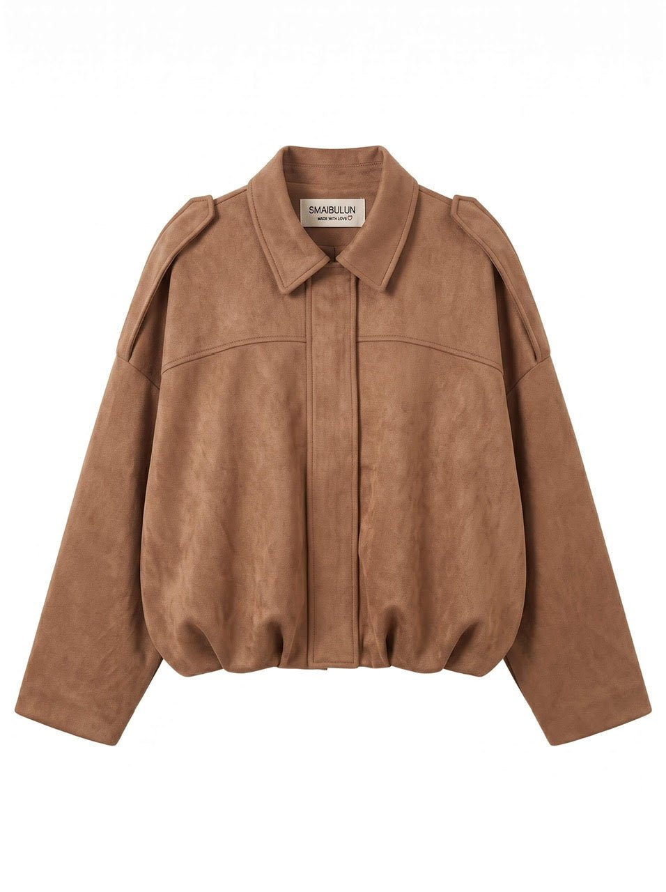 Buy Suede Gather Hem Bomber Jacket - Soft Tan by Smaibulin - at Hamish + Grace