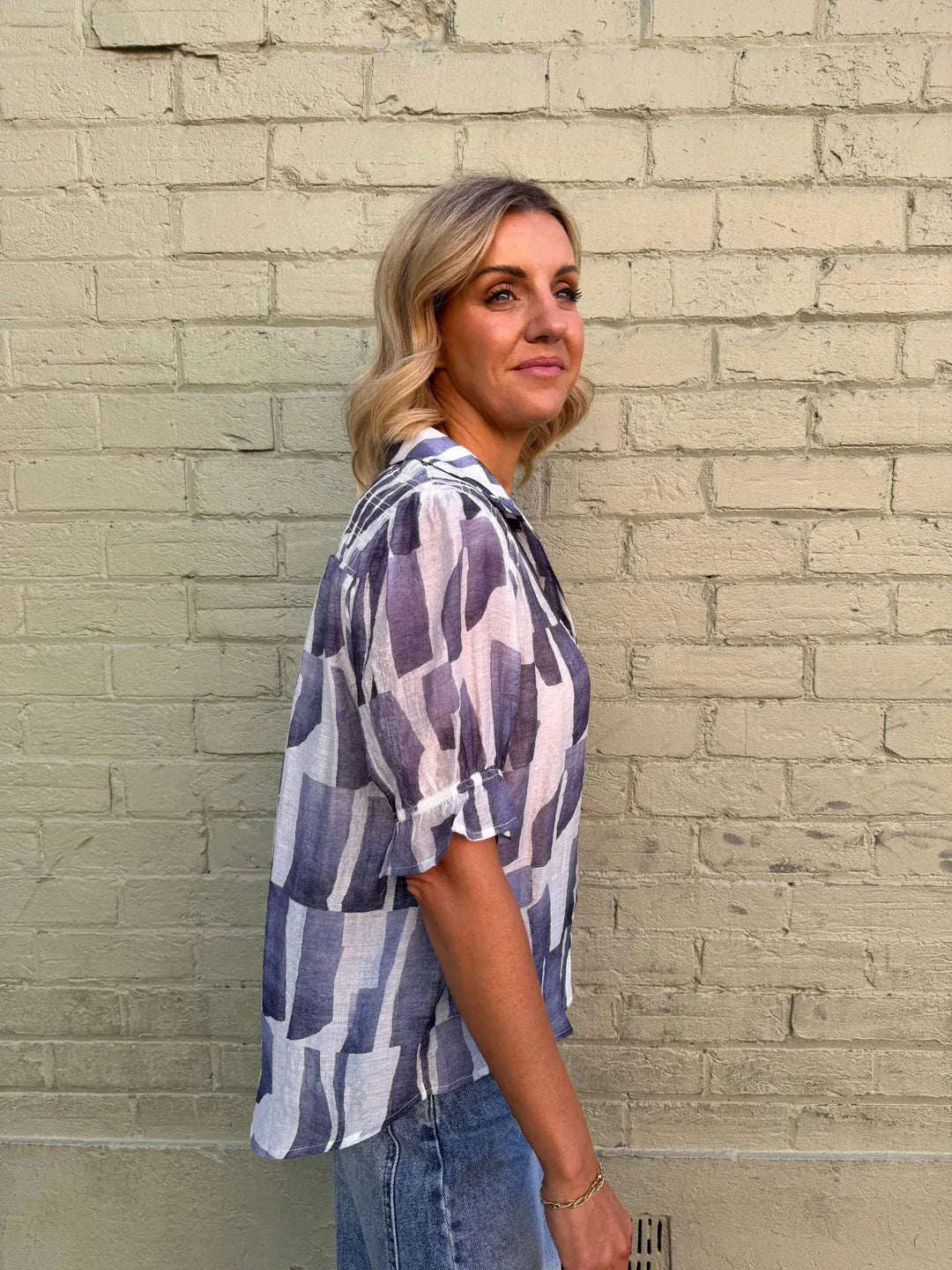 Buy Sunny Girl - Atelier Print Shirt - Blue by Sunny Girl - at Hamish + Grace