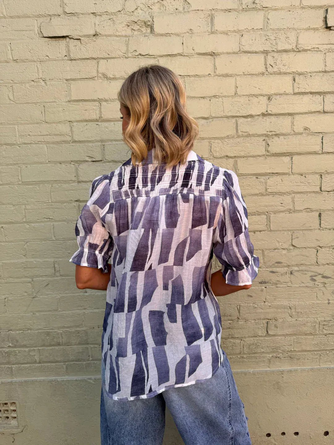 Buy Sunny Girl - Atelier Print Shirt - Blue by Sunny Girl - at Hamish + Grace