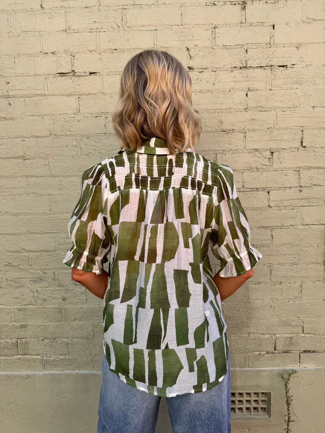 Buy Sunny Girl - Atelier Print Shirt - Green by Sunny Girl - at Hamish + Grace