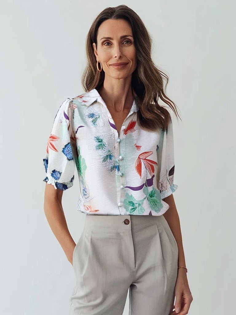 Buy Sunnygirl Floral Green Pippa Shirt by Sunnygirl - at Hamish & Grace