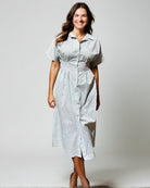 Buy Sunnygirl Green Pinstripe Button - down Dress by Sunnygirl - at Hamish & Grace