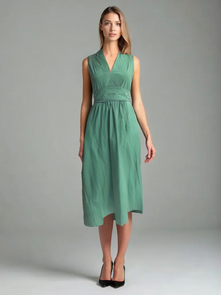 Buy Sunnygirl Sleeveless Green Cotton Dress by Sunnygirl - at Hamish & Grace