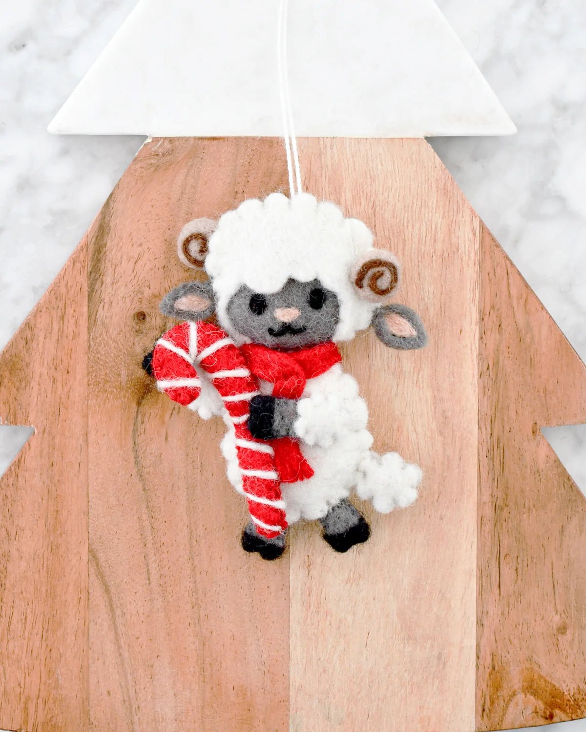 Buy Tara Treasures - Christmas Ornament - Felt Lamb With Candy Cane by Tara Teasures - at Hamish + Grace