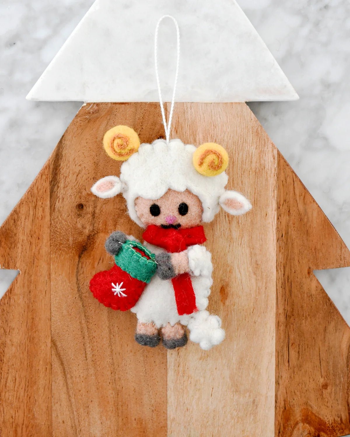 Buy Tara Treasures - Christmas Ornament - Felt Lamb With Stocking by Tara Teasures - at Hamish + Grace