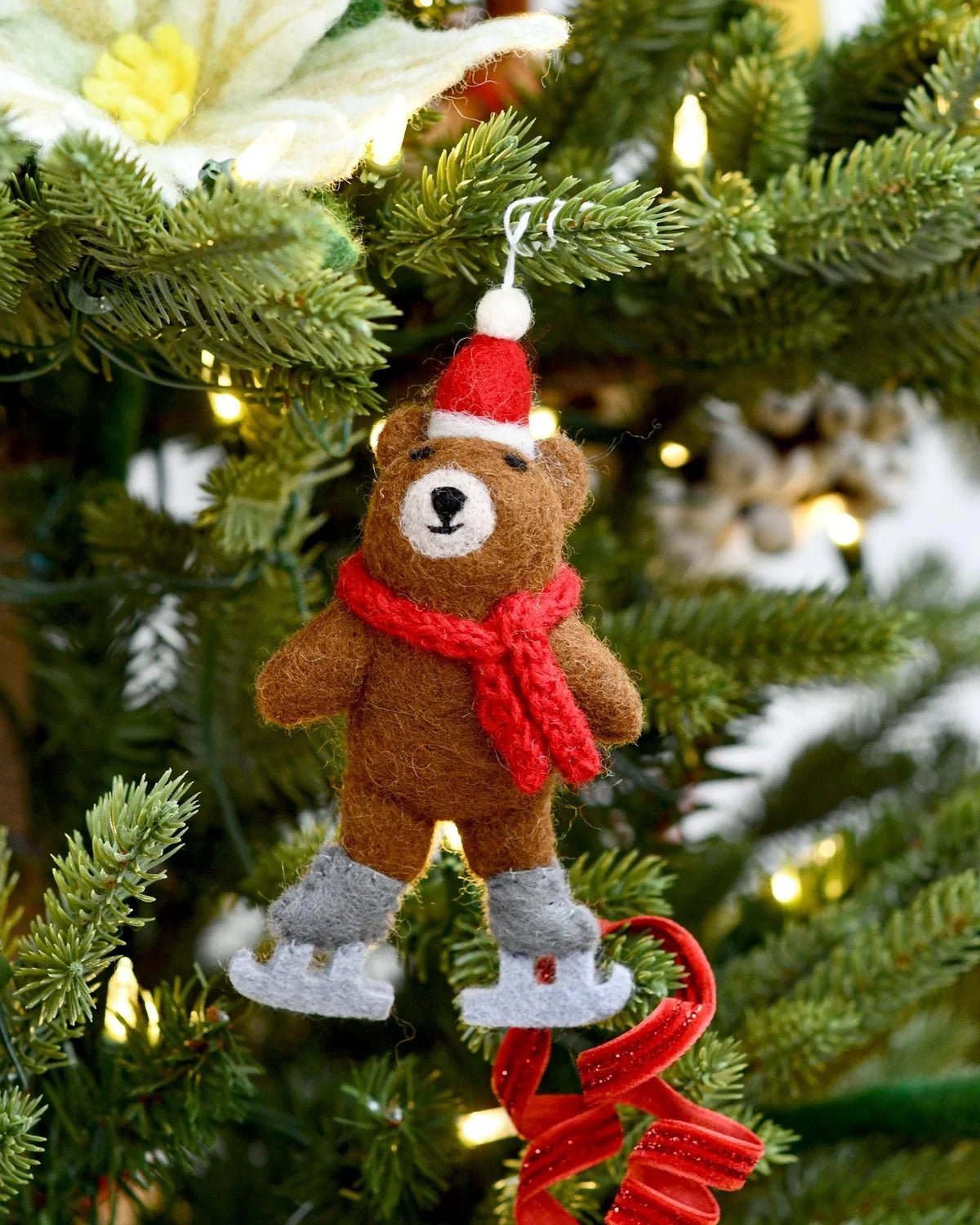 Buy Tara Treasures - Felt Brown Bear with Ice Skates Ornament by Tara Teasures - at Hamish + Grace