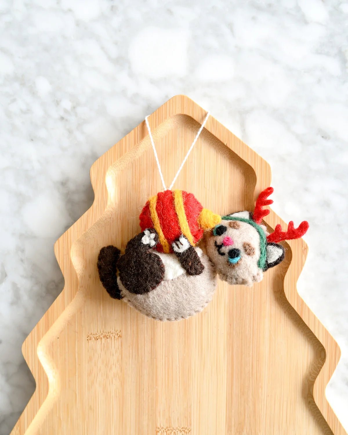 Buy Tara Treasures - Felt Christmas Cat with Ball Ornament by Tara Teasures - at Hamish + Grace