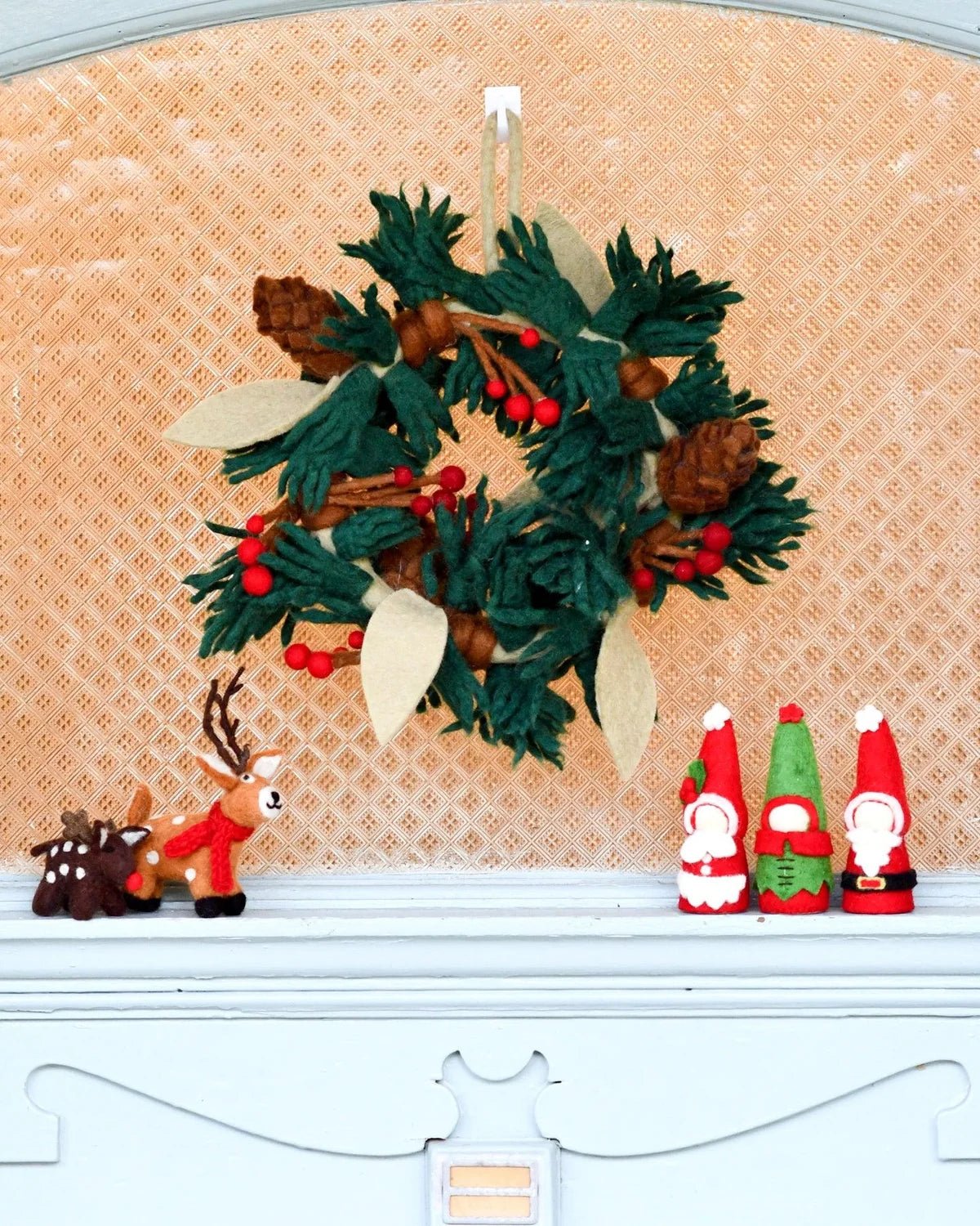 Buy Tara Treasures - Felt Christmas Pine Cones and Holly Berries Wreath by Tara Teasures - at Hamish + Grace