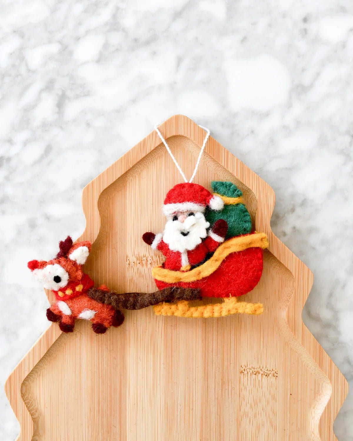 Buy Tara Treasures - Felt Christmas Santa Sleigh and Reindeer Ornament by Tara Teasures - at Hamish + Grace