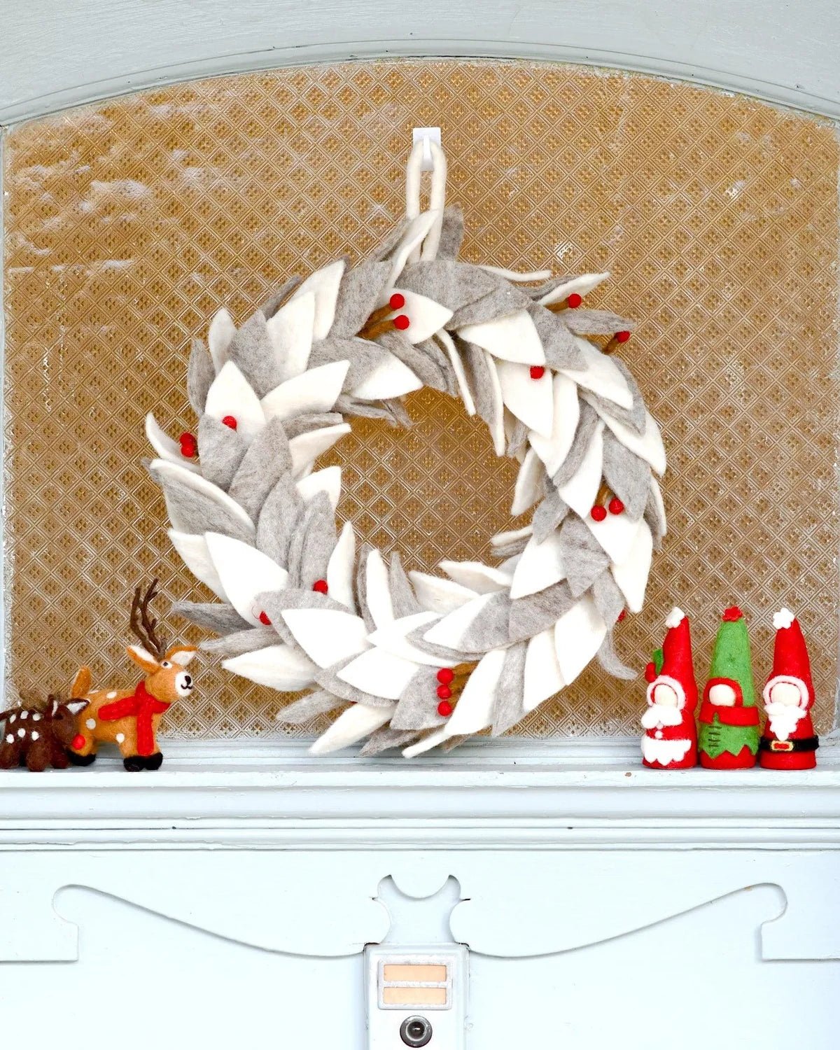 Buy Tara Treasures - Felt Frosted Grey and White Leaves Wreath by Tara Teasures - at Hamish + Grace