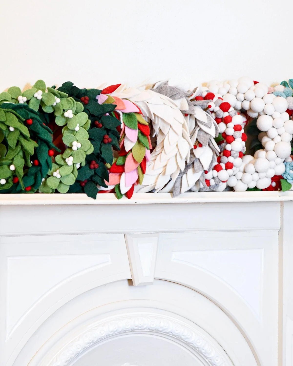 Buy Tara Treasures - Felt Frosted Grey and White Leaves Wreath by Tara Teasures - at Hamish + Grace