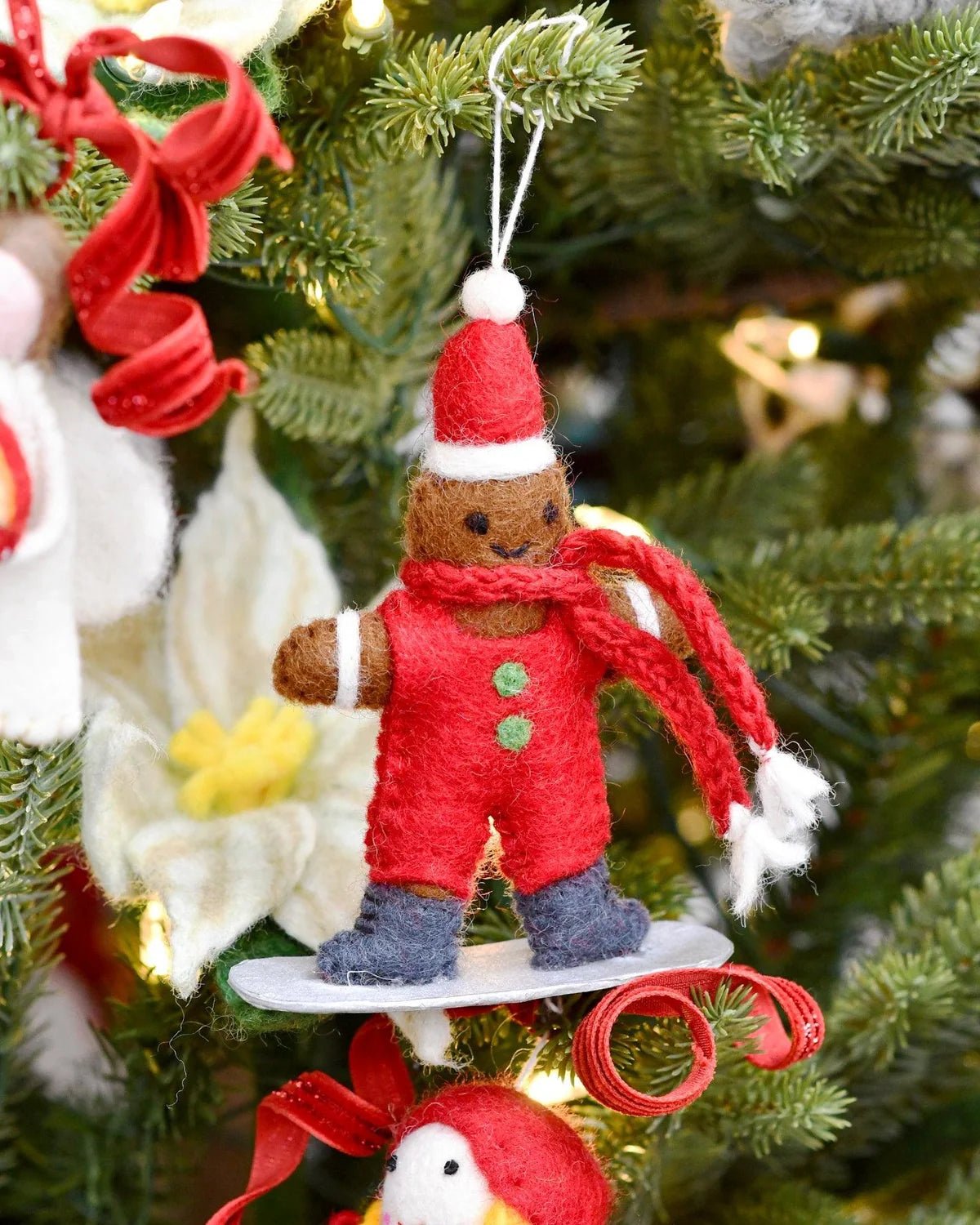 Buy Tara Treasures - Felt Gingerbread on Snowboard Ornament by Tara Teasures - at Hamish + Grace