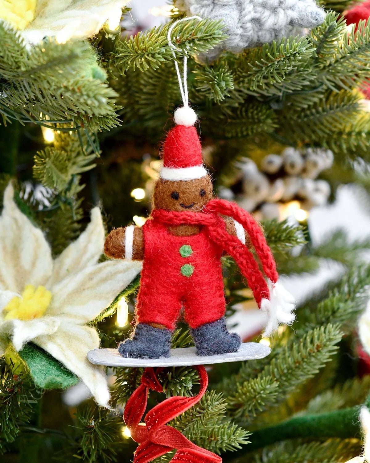 Buy Tara Treasures - Felt Gingerbread on Snowboard Ornament by Tara Teasures - at Hamish + Grace