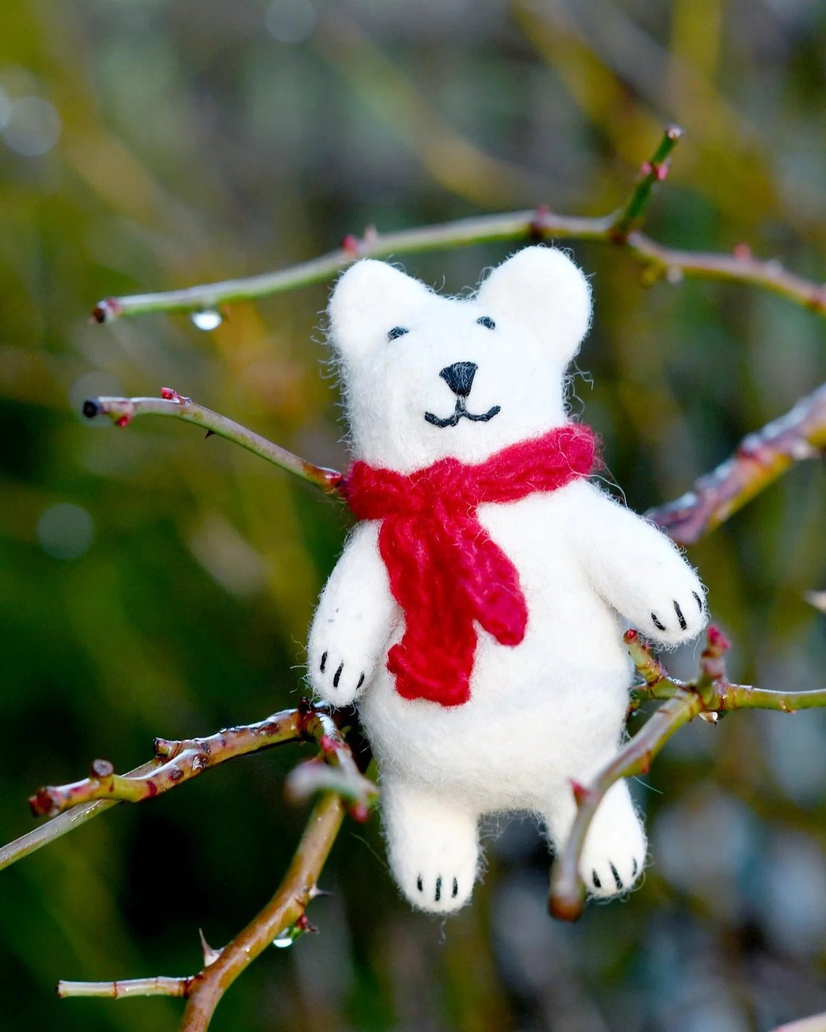 Buy Tara Treasures - Felt Polar Bear with Red Scarf Toy by Tara Teasures - at Hamish + Grace