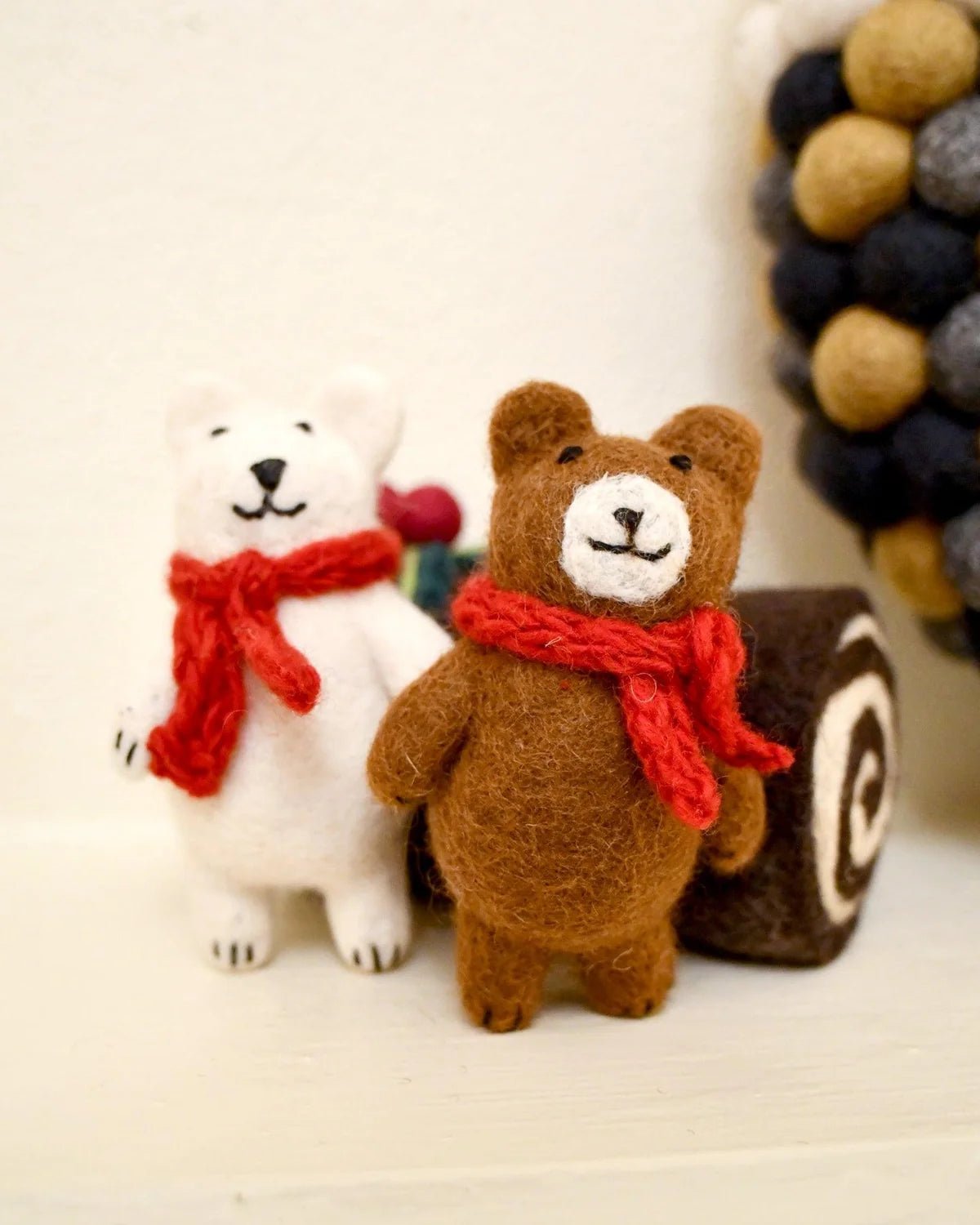 Buy Tara Treasures - Felt Polar Bear with Red Scarf Toy by Tara Teasures - at Hamish + Grace