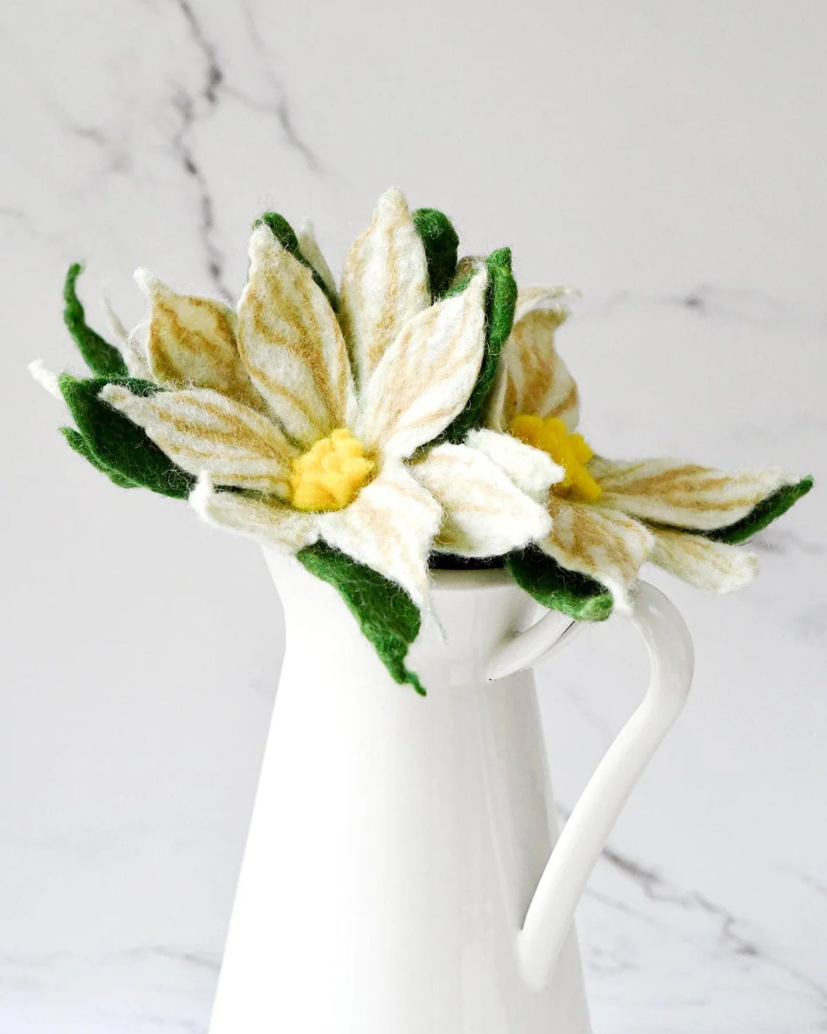 Buy Tara Treasures - Felt White Poinsettia Flowers (Set of 3 stems) by Tara Teasures - at Hamish + Grace