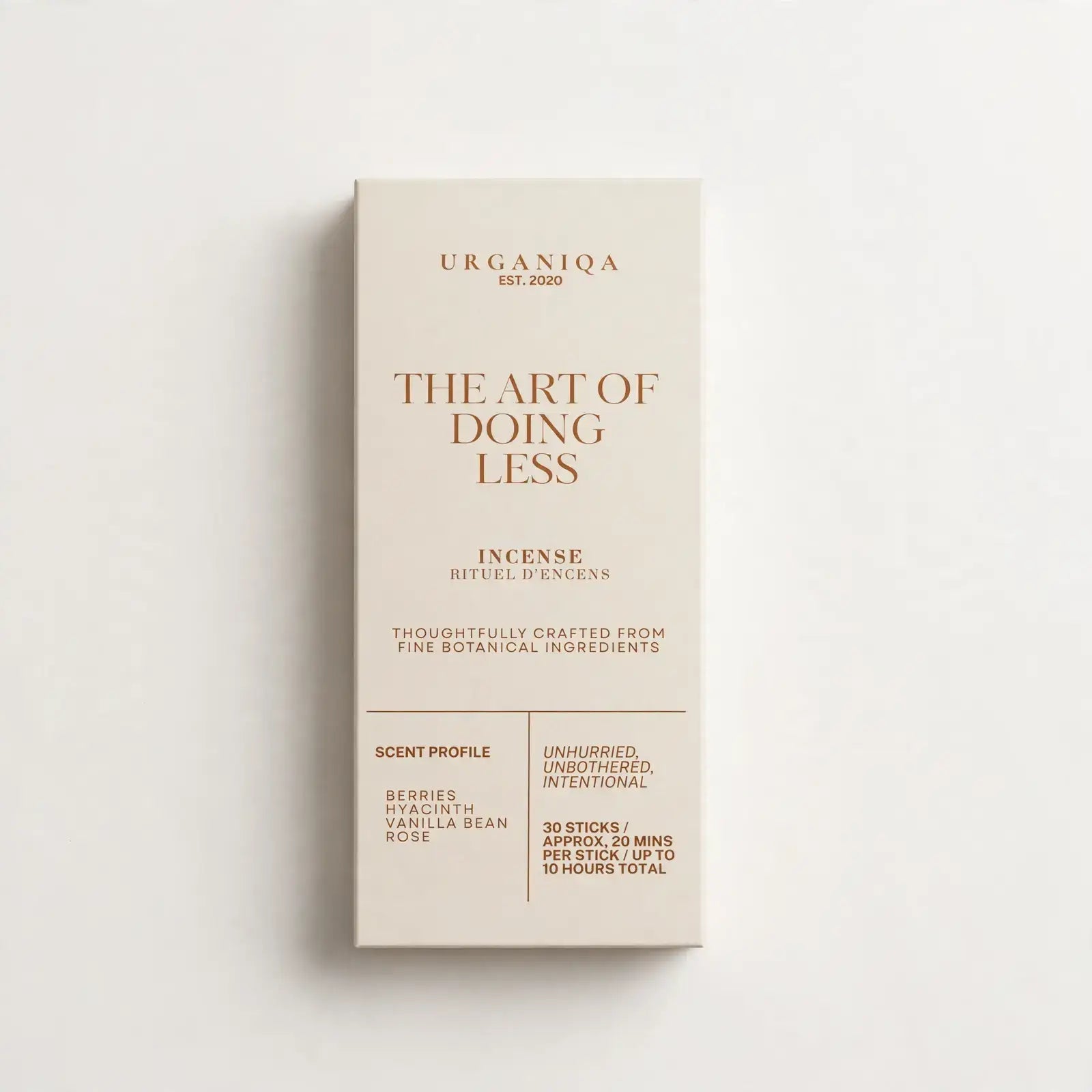 Buy The Art of Doing Less Incense | Grounded Collection: Coloured box by Urganiqa - at Hamish + Grace