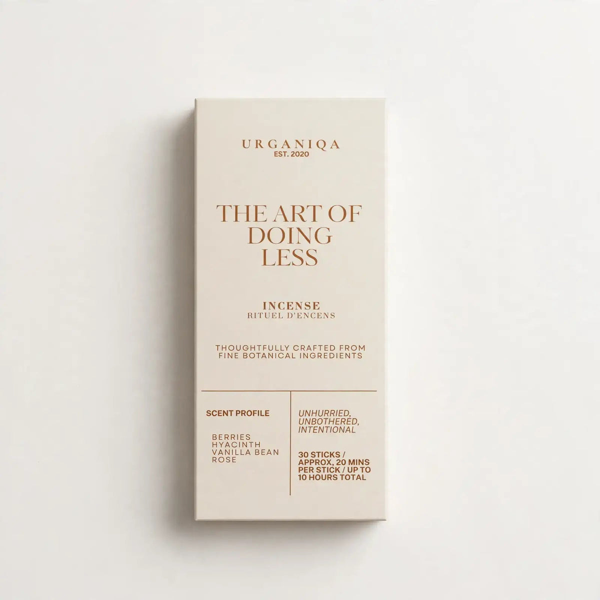 Buy The Art of Doing Less Incense | Grounded Collection: Coloured box by Urganiqa - at Hamish + Grace