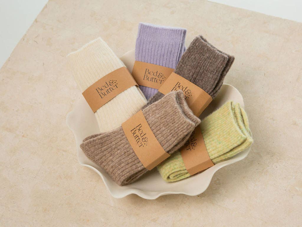 Buy The Comfiest Socks - Light Brown: S/M by Bed & Butter - at Hamish + Grace