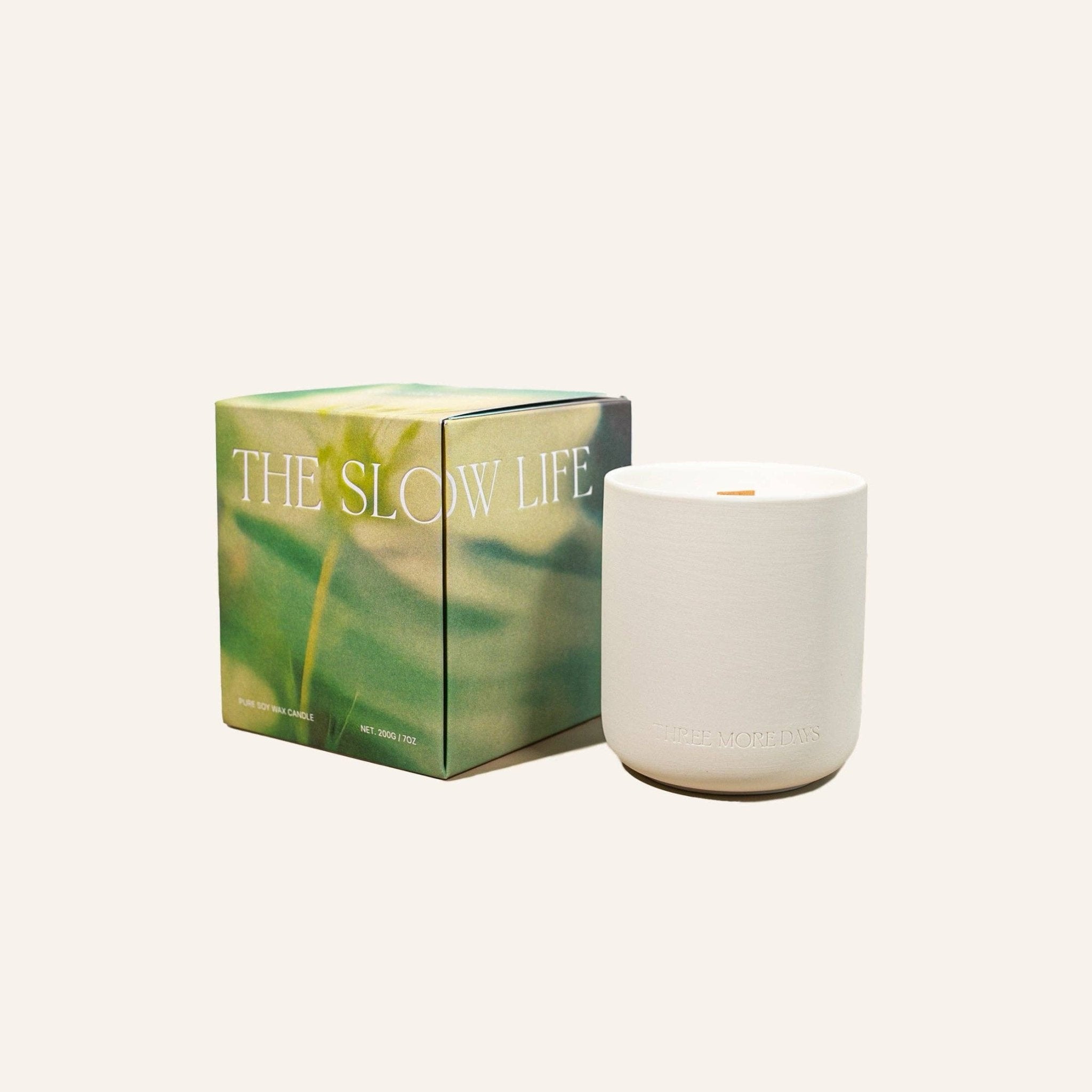 Buy THE SLOW LIFE: Tea / Blue Flowers / Violet / Lily of the Valley CANDLE 200G by Three More Days Collection - at Hamish + Grace