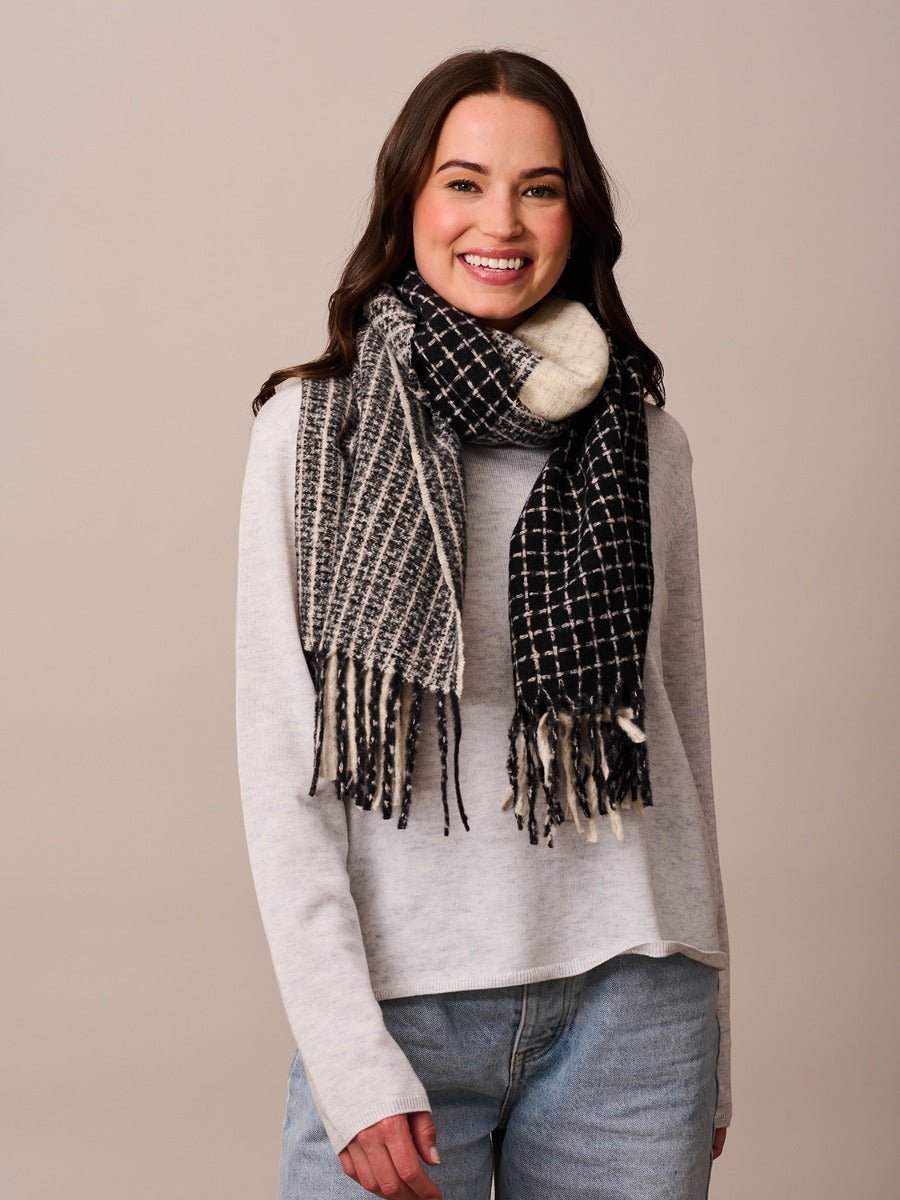 Buy Tiger Tree - Black Patch Knit Scarf by Tiger Tree - at Hamish & Grace