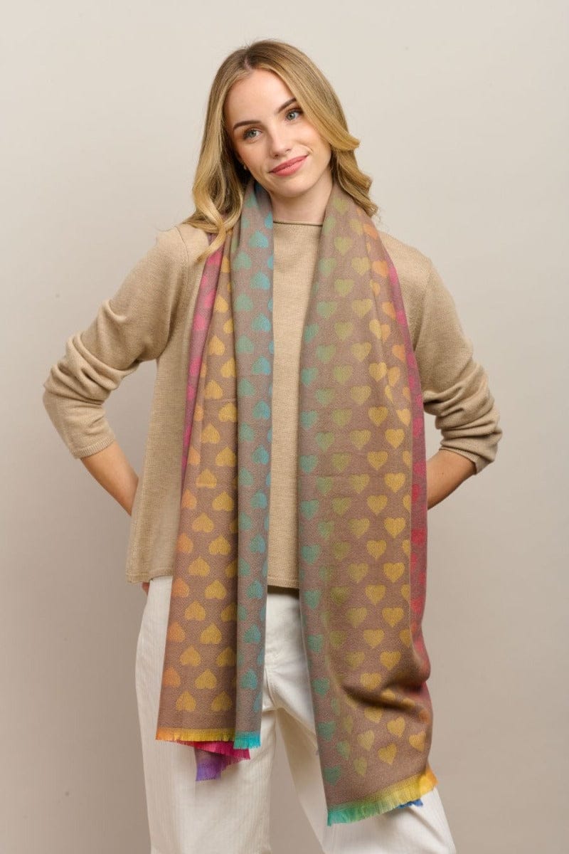 Tiger Tree Fashion Tiger Tree - Latte Faded Heart Scarf