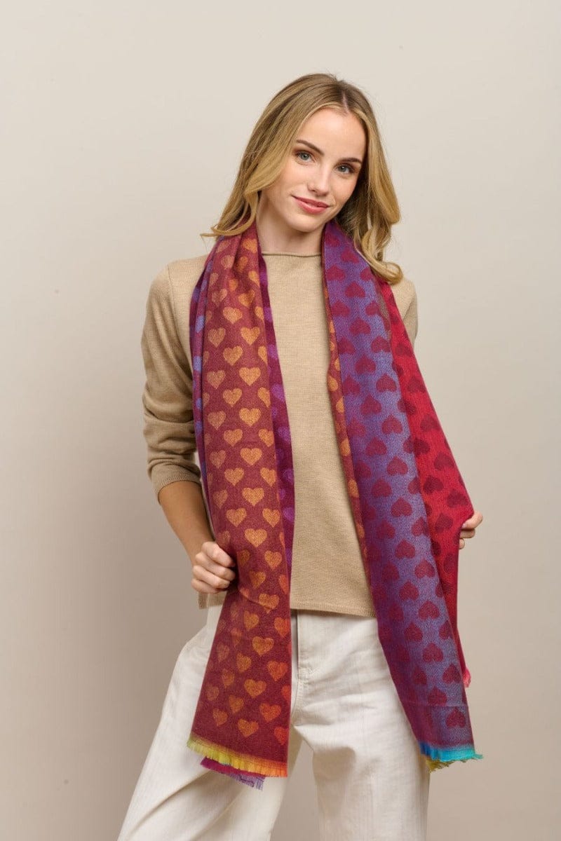 Tiger Tree Fashion Tiger Tree - Maroon Faded Heart Scarf