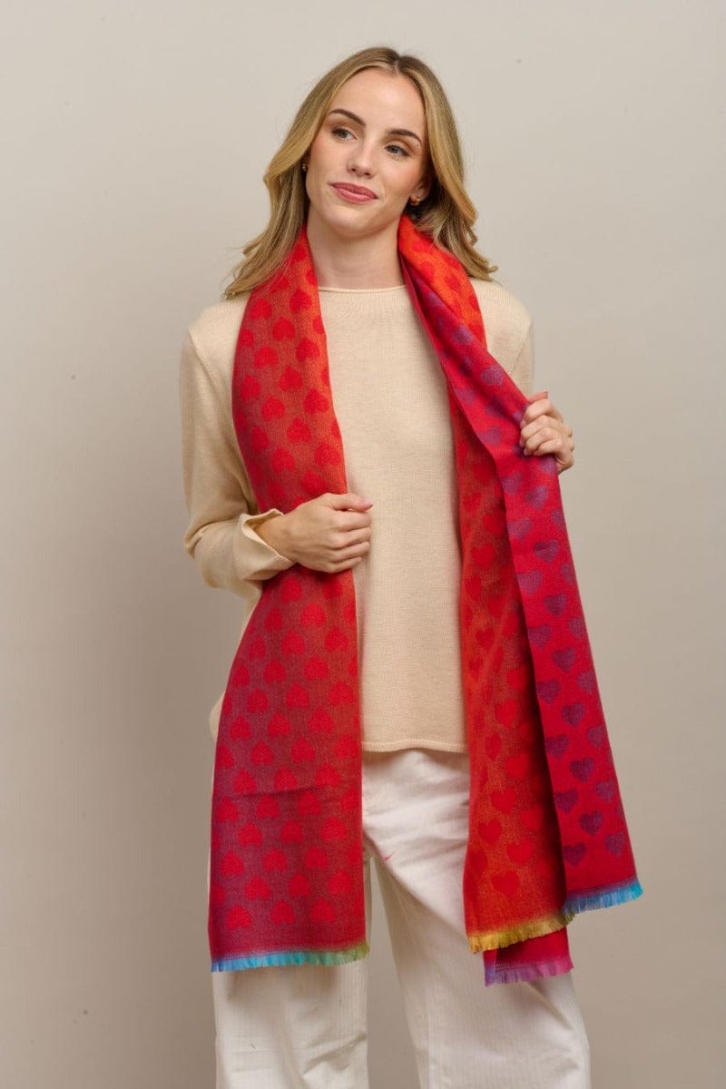 Tiger Tree Fashion Tiger Tree - Red Faded Heart Scarf