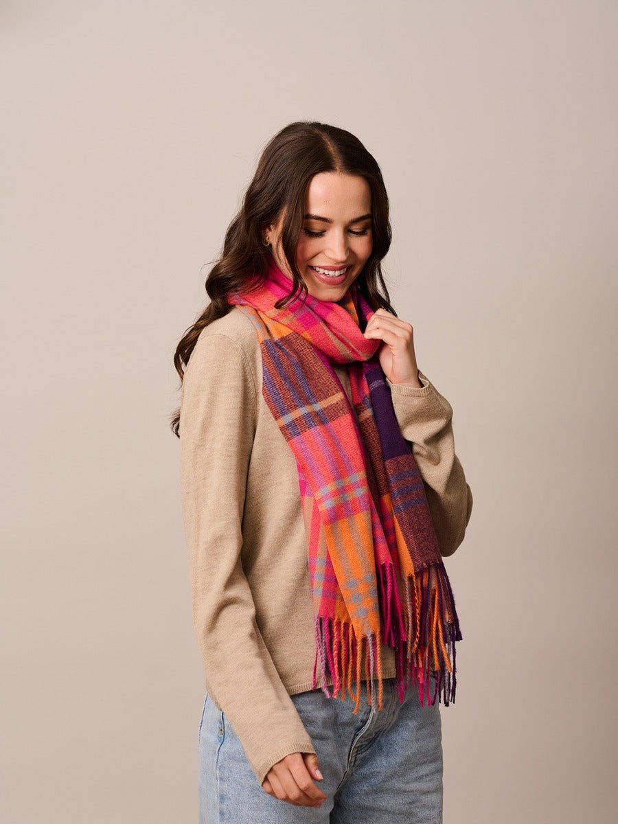 Buy Tiger Tree - Pink/Purple Check Scarf by Tiger Tree - at Hamish & Grace